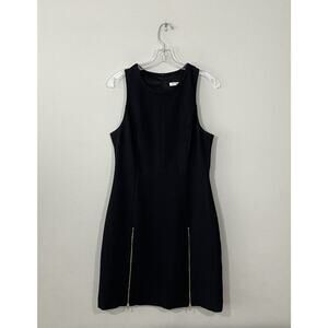 Trina Turk Size 8 Black Gold Zipper Sleeveless Dress Lined Sheath Career Work